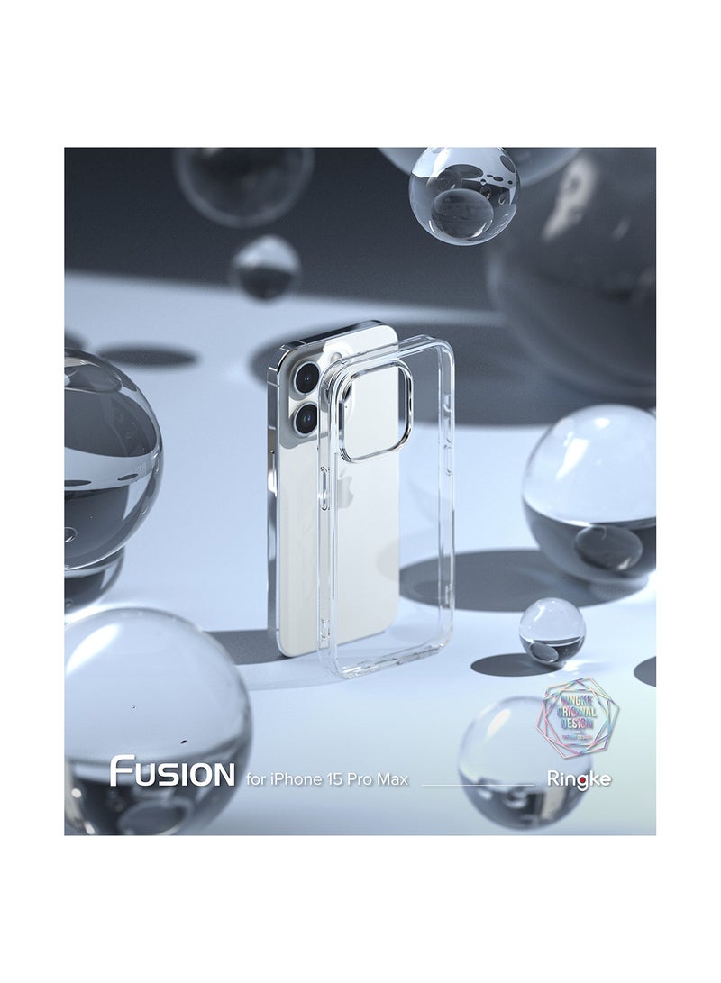 Fusion Compatible With iPhone 15 Pro Max Case Transparent Hard Soft Flexible TPU Bumper Scratch Resistant Natural Form Back Cover Clear