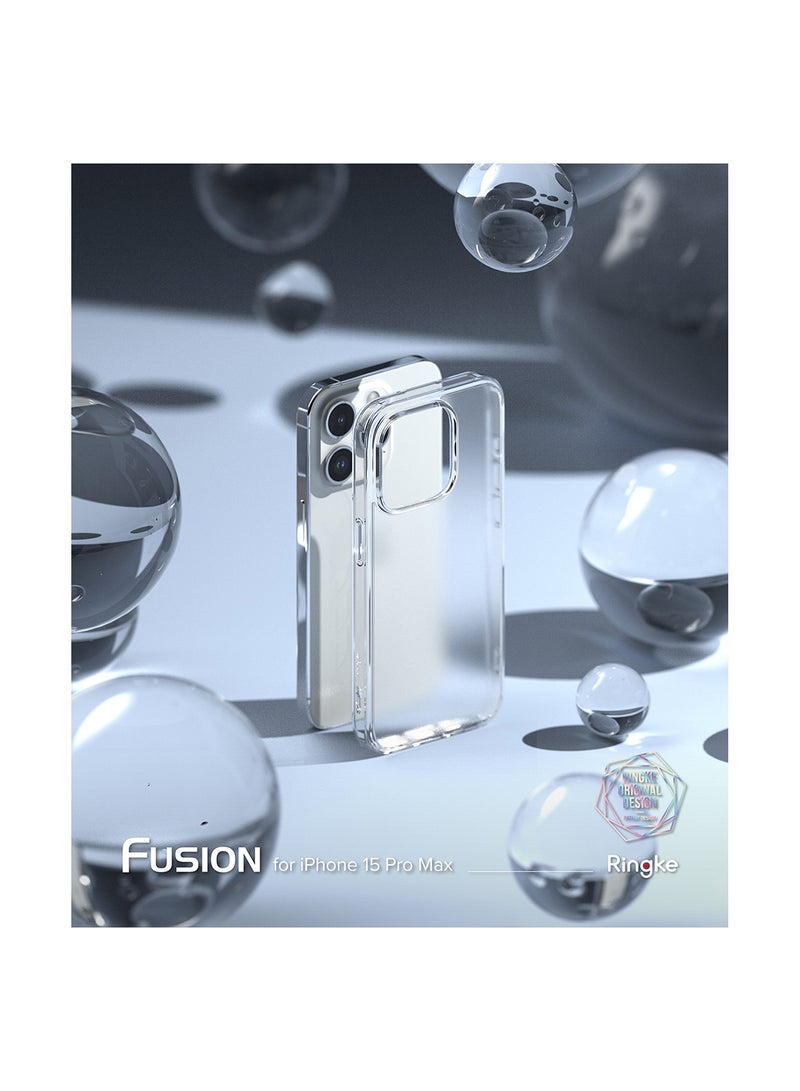 Ringke Fusion Compatible With iPhone 15 Pro Max Case Anti Fingerprint Hard Soft Flexible TPU Bumper Scratch Resistant Natural Form Back Cover Matte Clear - Image 2