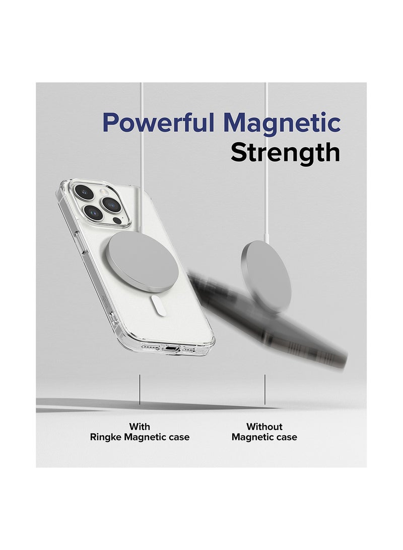 Ringke - Fusion Magnetic Compatible With iPhone 15 Pro Max Case Strong Magnet Hard Shockproof Soft TPU Bumer Back Cover Matte Clear Matte Clear - Image 1