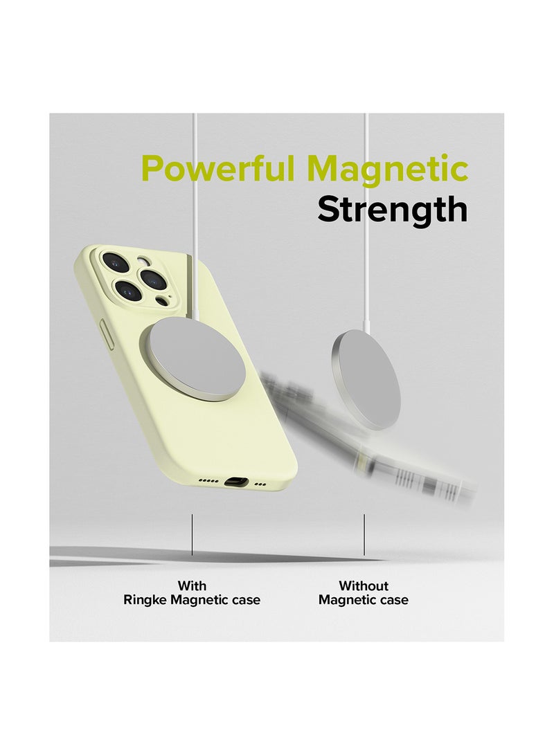 Ringke Silicone Magnetic Compatible With iPhone 15 Pro Max Case Powerful Magnet 3-Layer Liquid Silicone Long Lasting Silky Feel Anti-Fingerprint Back Cover Sunny Lime Sunny Lime - Image 3