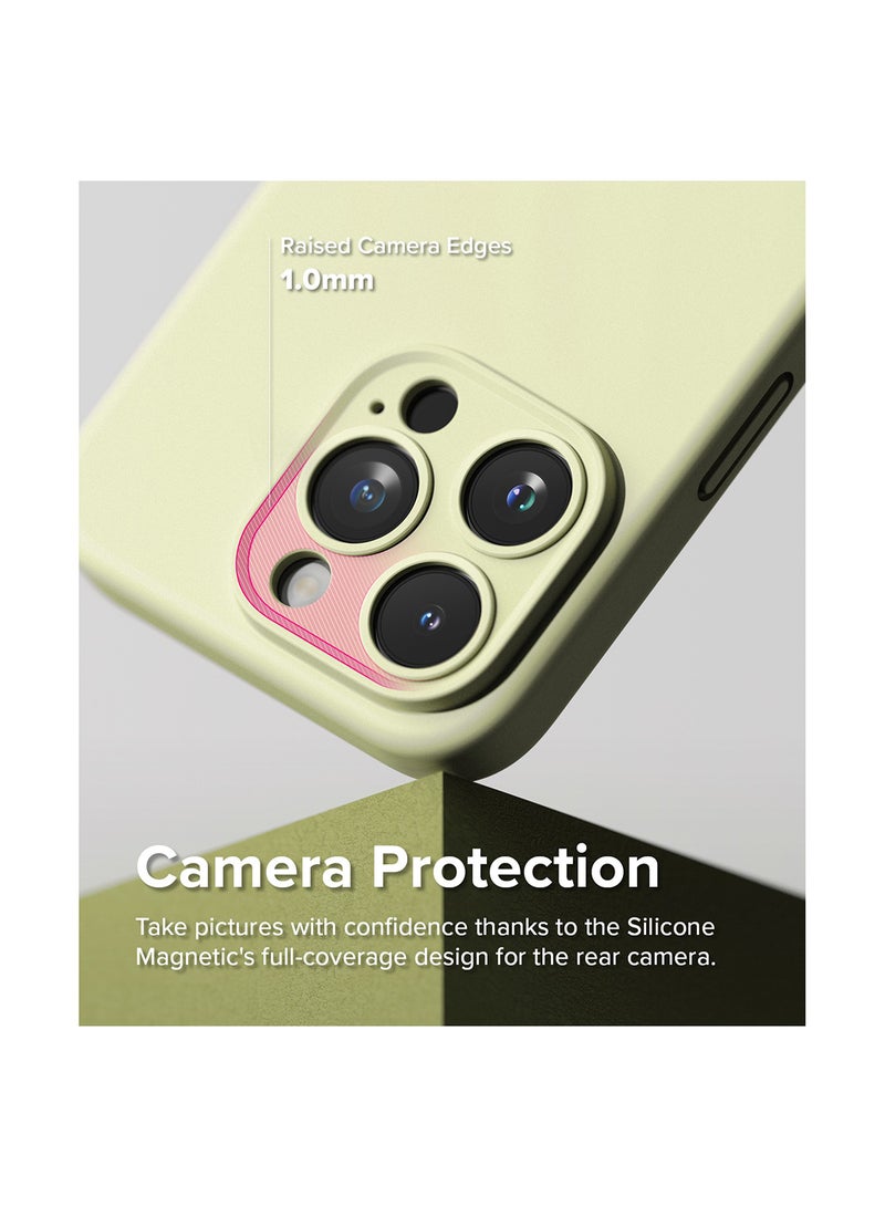 Ringke Silicone Magnetic Compatible With iPhone 15 Pro Max Case Powerful Magnet 3-Layer Liquid Silicone Long Lasting Silky Feel Anti-Fingerprint Back Cover Sunny Lime Sunny Lime - Image 4
