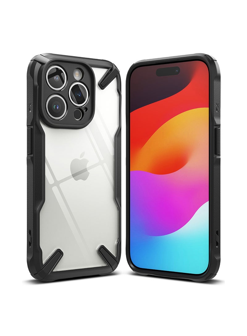 Ringke Fusion-X Compatible For iPhone 15 Pro Case Transparent Hard Soft Flexible TPU Bumper Scratch Resistant Shockproof Protection Back Cover Black - Image 1