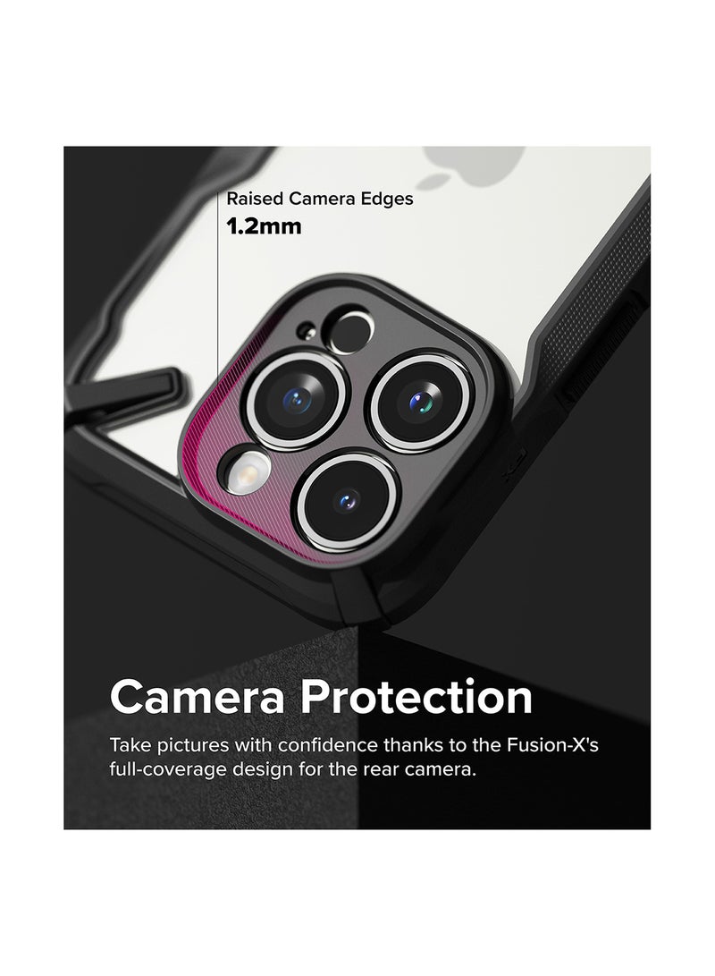 Ringke Fusion-X Compatible For iPhone 15 Pro Case Transparent Hard Soft Flexible TPU Bumper Scratch Resistant Shockproof Protection Back Cover Black - Image 3