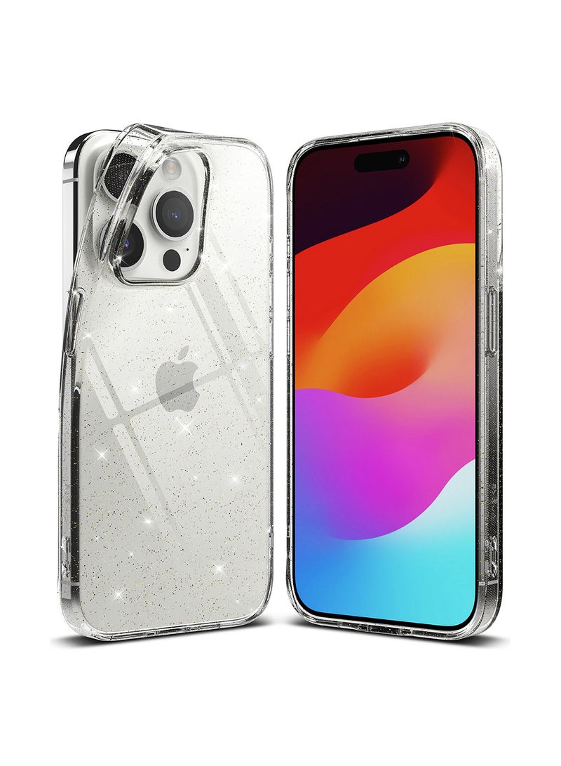 Ringke - Air Compatible With iPhone 15 Pro Case Transparent Lightweight Soft Flexible TPU Scratch Resistant Natural Form Back Cover Glitter Clear - Image 1