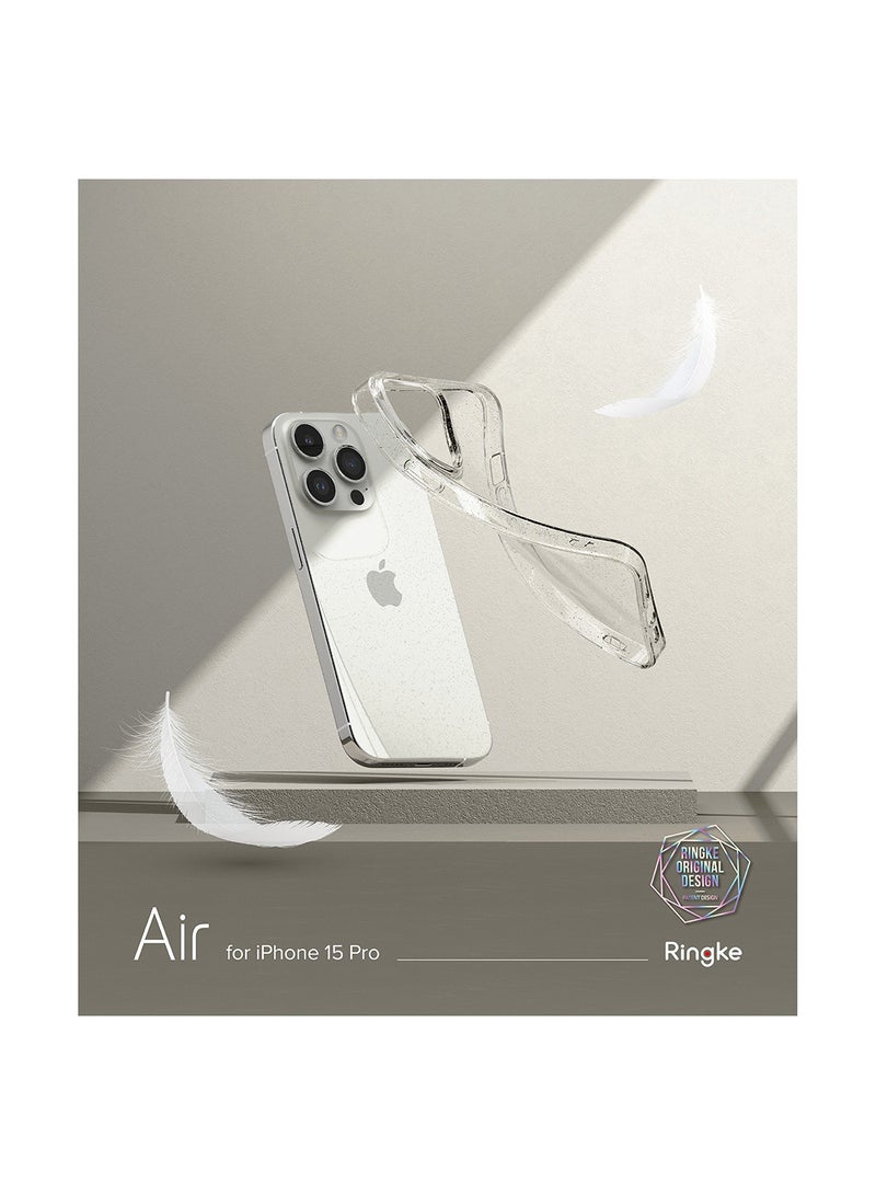 Ringke - Air Compatible With iPhone 15 Pro Case Transparent Lightweight Soft Flexible TPU Scratch Resistant Natural Form Back Cover Glitter Clear - Image 1