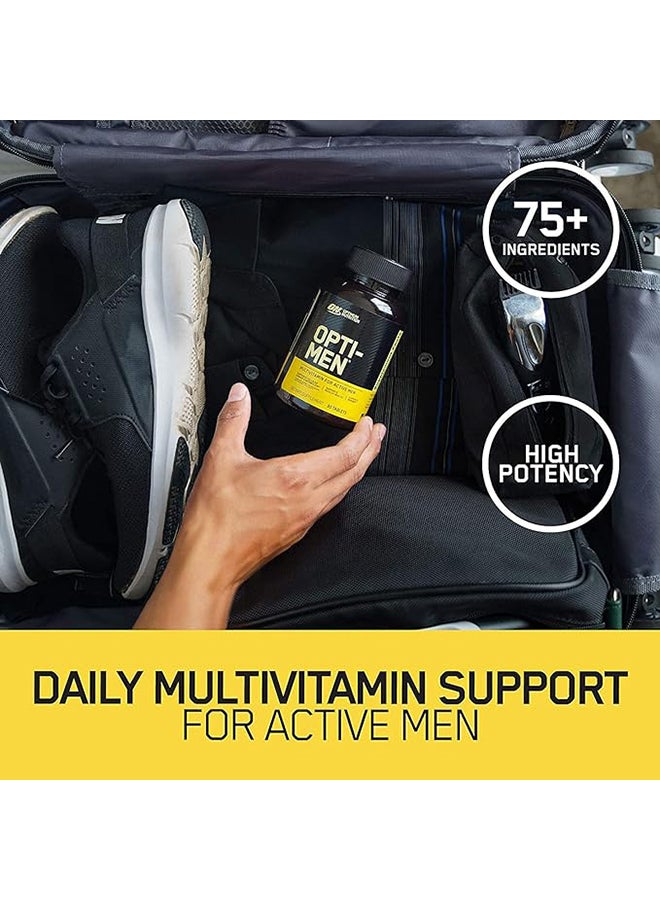 Optimum Nutrition - Opti-Men, Vitamin C, Zinc and Vitamin D, E, B12 for Immune Support Mens Daily Multivitamin Supplement - 90 Count - Image 1
