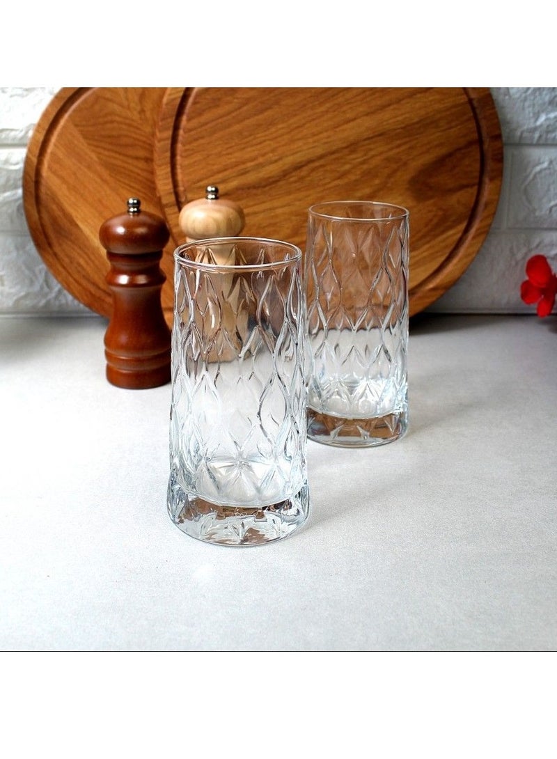 4-Piece Leafy Long Drink Glass Set 345 ml Clear
