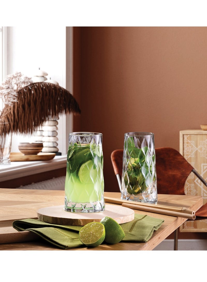 4-Piece Leafy Long Drink Glass Set 345 ml Clear