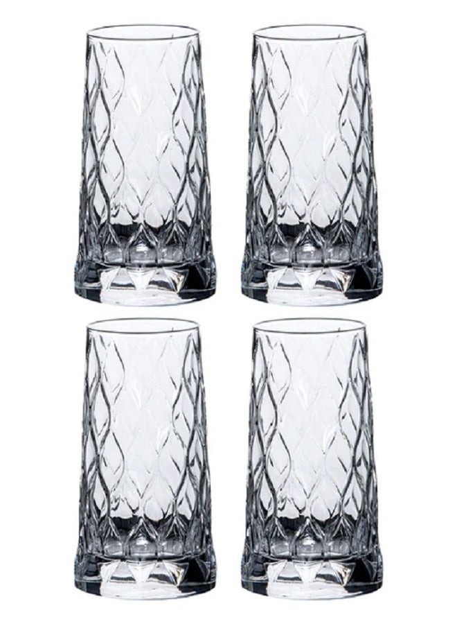 4-Piece Leafy Long Drink Glass Set 345 ml Clear