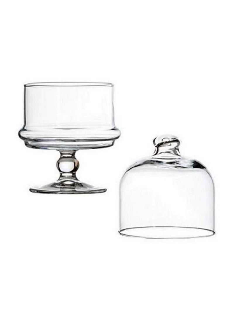 باساباتشي وعاء زجاجي صغير للحلويات وقبة بارتفاع 18 سم وقطر 11 سم - Image 3