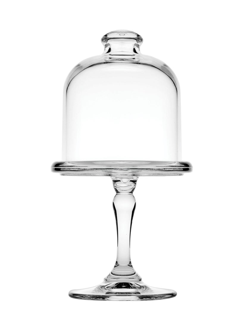 Pasabahce Mini Patisserie Footed Glass Plate & Dome  20 cm Height 10 cm Dia Clear  - Image 1
