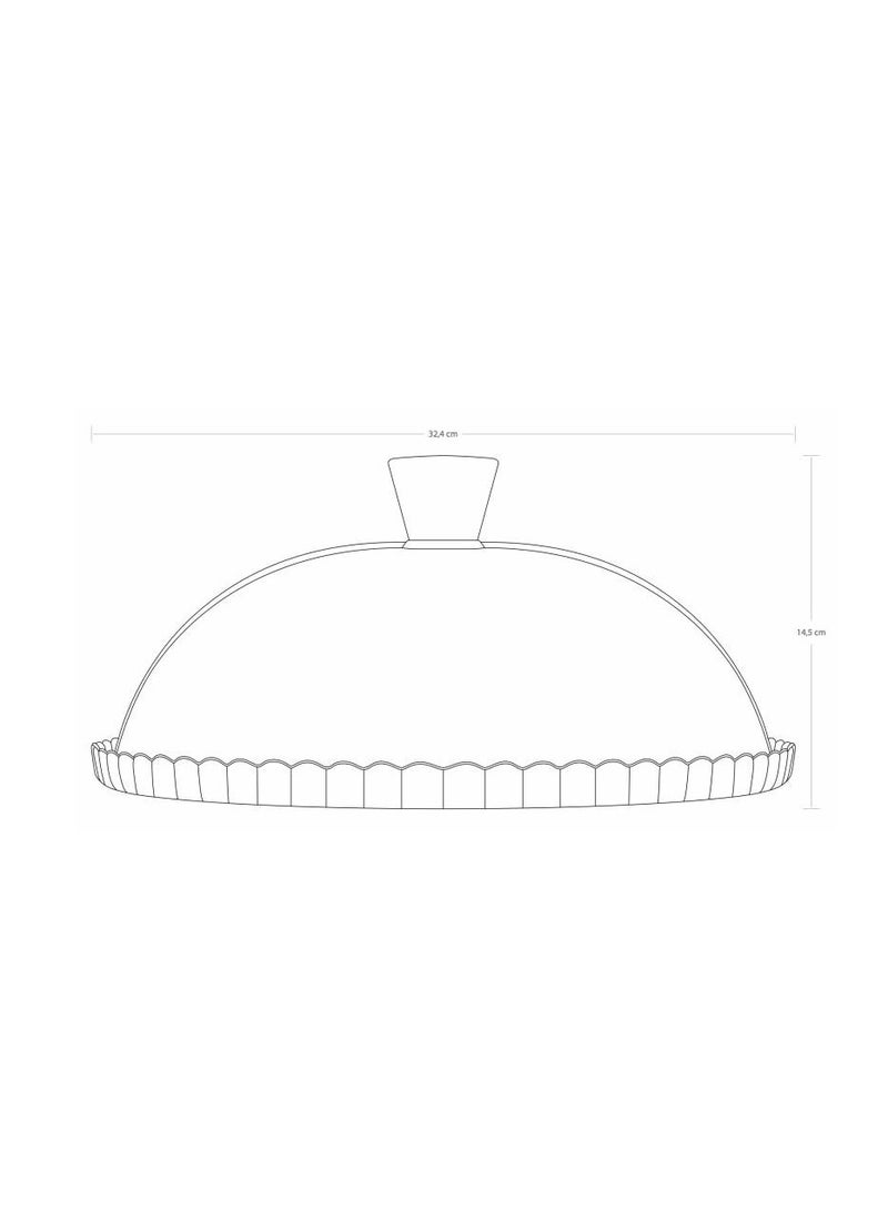 باساباتشي صحن تقديم زجاجي وقبة مقاس 32 سم - Image 2