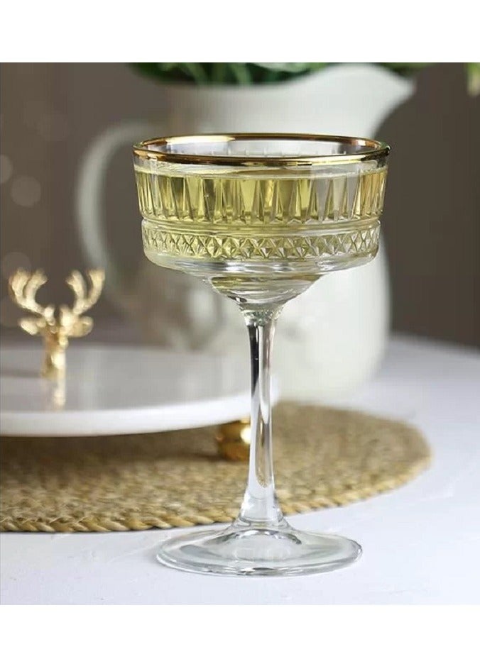 باساباتشي 4-Piece Elysia Golden Touch Champagne Coupe Set 260 ml Clear/Gold  - Image 2