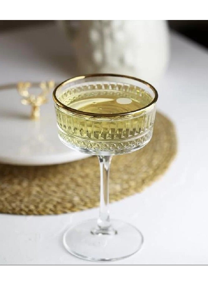 باساباتشي 4-Piece Elysia Golden Touch Champagne Coupe Set 260 ml Clear/Gold  - Image 5