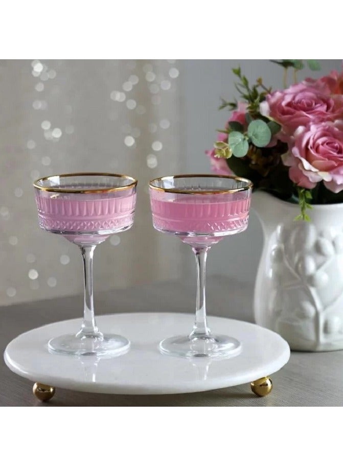 باساباتشي 4-Piece Elysia Golden Touch Champagne Coupe Set 260 ml Clear/Gold  - Image 3