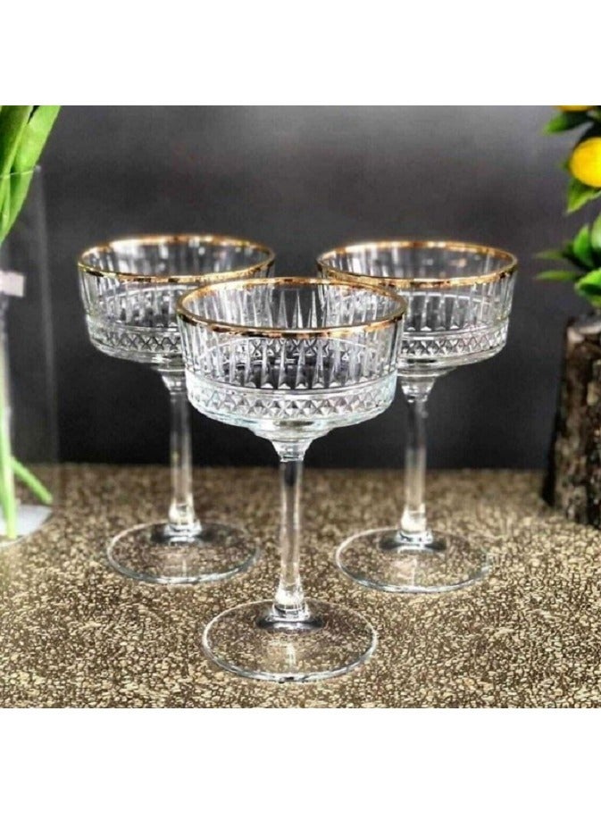 باساباتشي 4-Piece Elysia Golden Touch Champagne Coupe Set 260 ml Clear/Gold  - Image 4