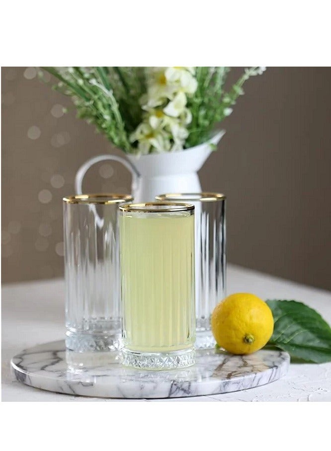 باساباتشي طقم كؤوس شرب طويلة إليسيا ذات اللمسة الذهبية 4 قطع سعة 365 مل - Image 3