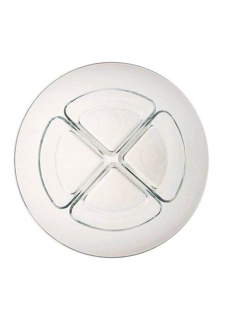 باساباتشي طقم خدمة زجاجي آرتي مكون من 5 قطع، طبق كبير 35 سم و4 سلطانيات مثلثة - Image 3