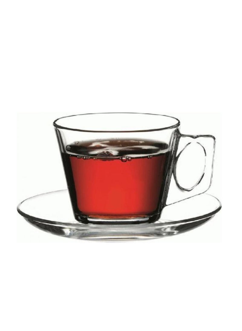 Pasabahce 12-Piece Vela Cup Set 6 Cups & 6 Saucers 195 ml Clear - Image 4