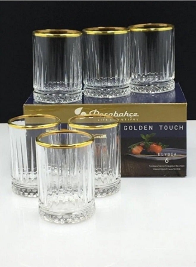 Pasabahce 6-Piece Elysia Golden Touch Shot Tumbler Set 110 ml Clear/Gold  - Image 2