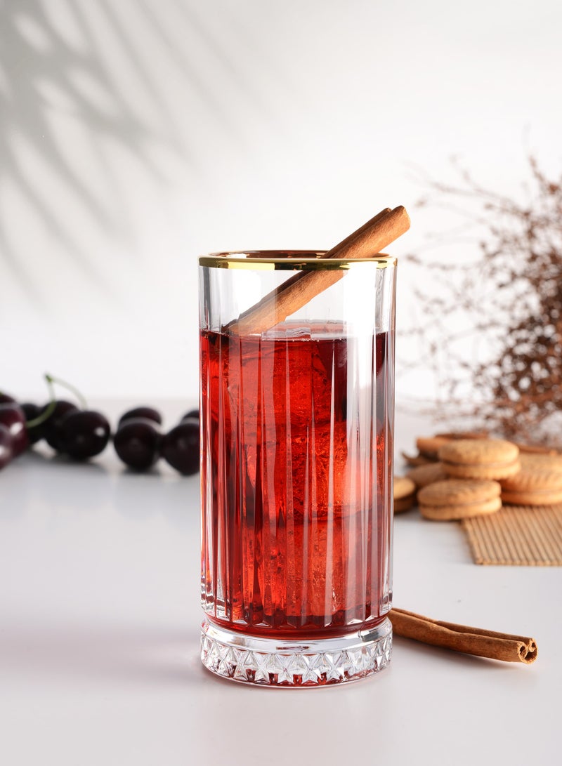 باساباتشي طقم كؤوس شرب طويلة إليسيا بلمسة ذهبية 4 قطع سعة 280 مل - Image 2