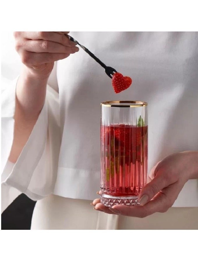 باساباتشي طقم كؤوس شرب طويلة إليسيا بلمسة ذهبية 4 قطع سعة 280 مل - Image 3