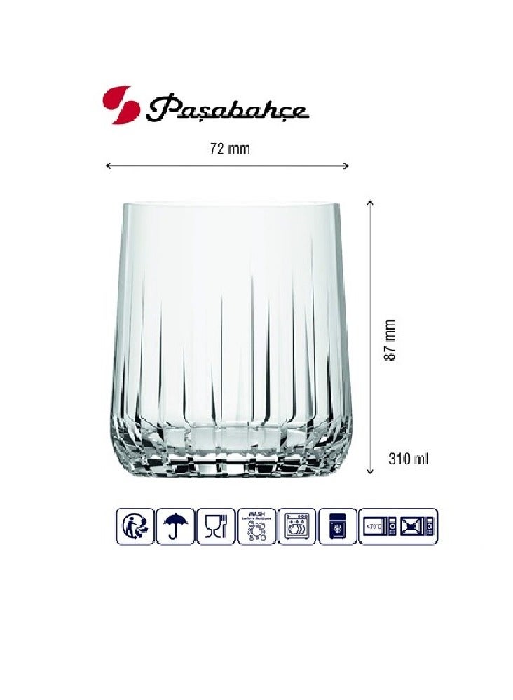 باساباتشي طقم أكواب نوفا مكون من 6 قطع سعة 310 سم مكعب شفاف - Image 2