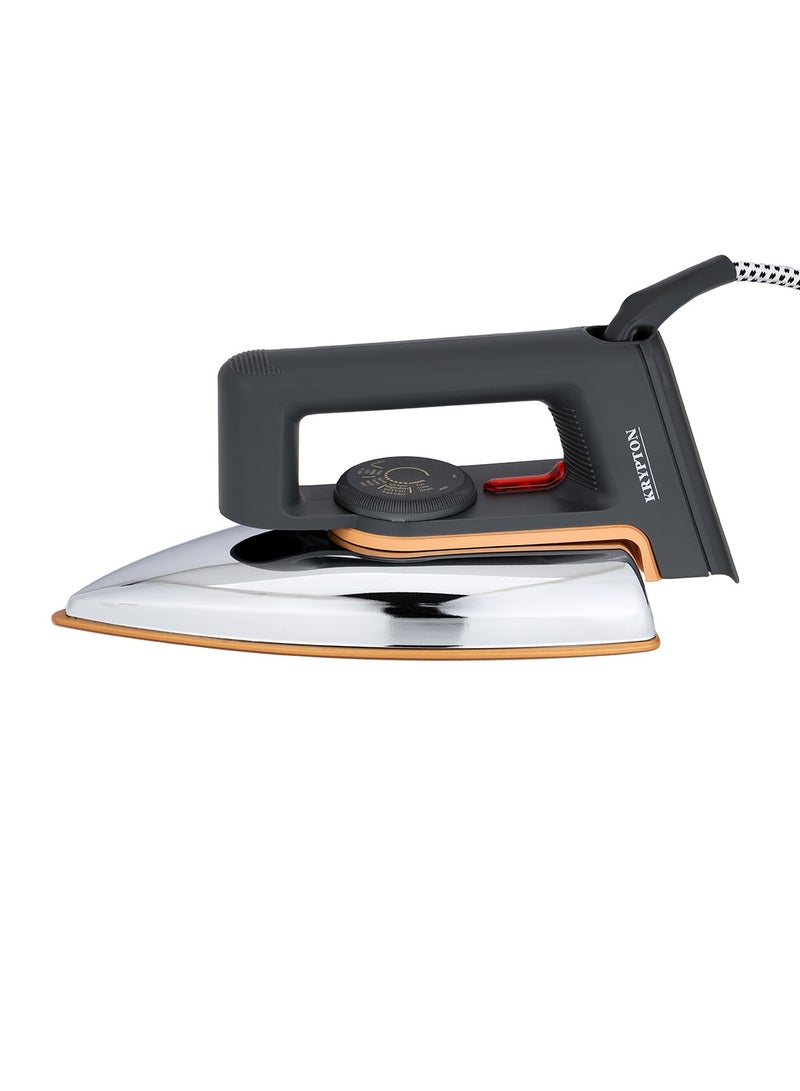 KRYPTON - Electric Dry Iron| Light-Weight Iron Box with Light Indicator| Golden Sole Plate and Temperature Setting Dial with Automatic Cut-Off| 2 Years Warranty 1200 W KNDI5217 Black - Image 1