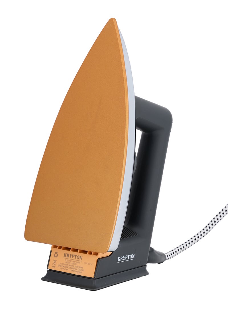 KRYPTON - Electric Dry Iron| Light-Weight Iron Box with Light Indicator| Golden Sole Plate and Temperature Setting Dial with Automatic Cut-Off| 2 Years Warranty 1200 W KNDI5217 Black - Image 1