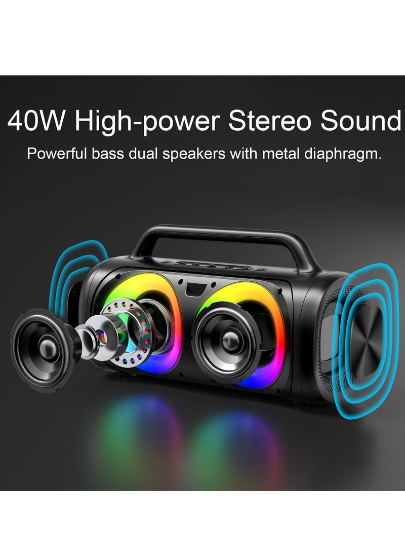 JOYROOM - Wireless Bluetooth Speaker With RGB Light 40W Black - Image 1