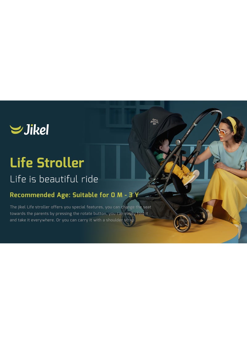 Jikel Jikel Life 360 Compact Stroller With Reversible Seat, Cabin Friendly - Yellow  - Image 4