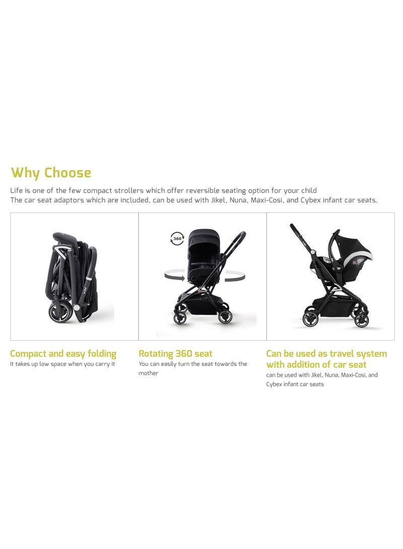 Jikel Jikel Life 360 Compact Stroller With Reversible Seat, Cabin Friendly - Yellow  - Image 5