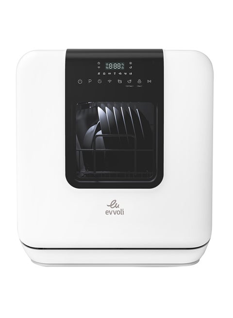 Mini Table top Portable Dishwasher With 3 Place Settings, 7 Program, Touch Control, LED Display, Delay Start And Off-Peak Wash Function 860 W EVDW-3W White