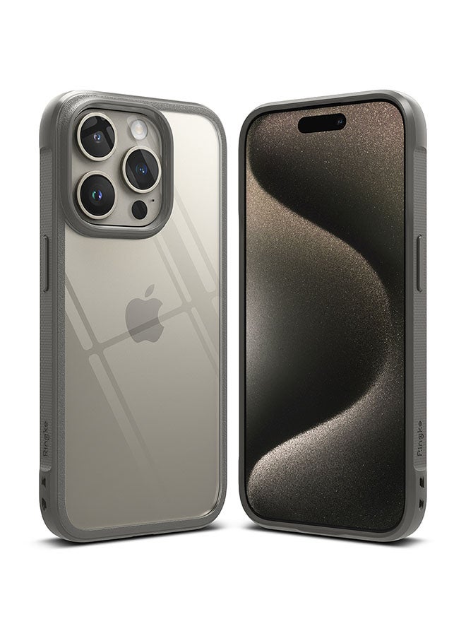 Ringke Fusion Bold Compatible With iPhone 15 Pro Case Cover Firm Grip Frame Anti-Yellowing Anti-Fingerprint Frosted Hard Back Shockproof Bumper Back Cover Gray - Image 1