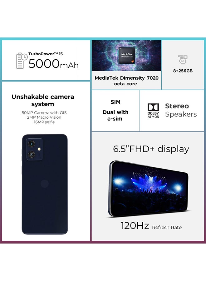 Motorola Moto G54 5G Single + eSim Vegan leather - Indigo Blue 8GB RAM 256GB - Middle East Version  - Image 4