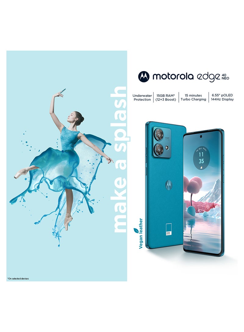 موتورولا - Edge 40 Neo 5G جلد نباتي - بحر مهدئ، ذاكرة وصول عشوائي 12 جيجابايت، 256 جيجابايت - إصدار الشرق الأوسط - Image 1