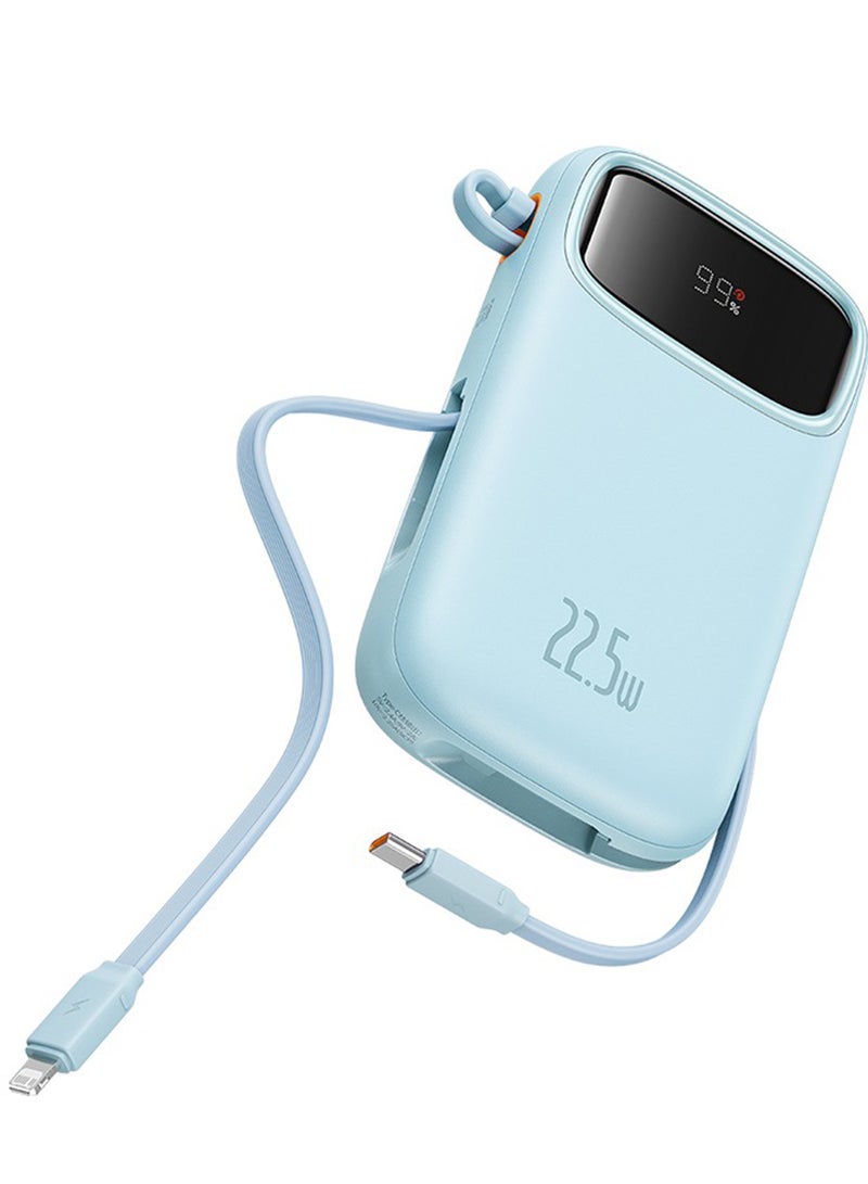 بيسوس Portable Charger Power Bank 22.5W 20000mAh Fast Charging Portable Phone Charger With Built In Lightning And USB C Output Cable LED Display Battery Pack For iPhone Samsung Android Pixel iPad Blue - Image 1