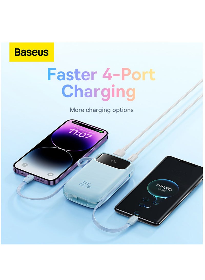 بيسوس Portable Charger Power Bank 22.5W 20000mAh Fast Charging Portable Phone Charger With Built In Lightning And USB C Output Cable LED Display Battery Pack For iPhone Samsung Android Pixel iPad Blue - Image 4