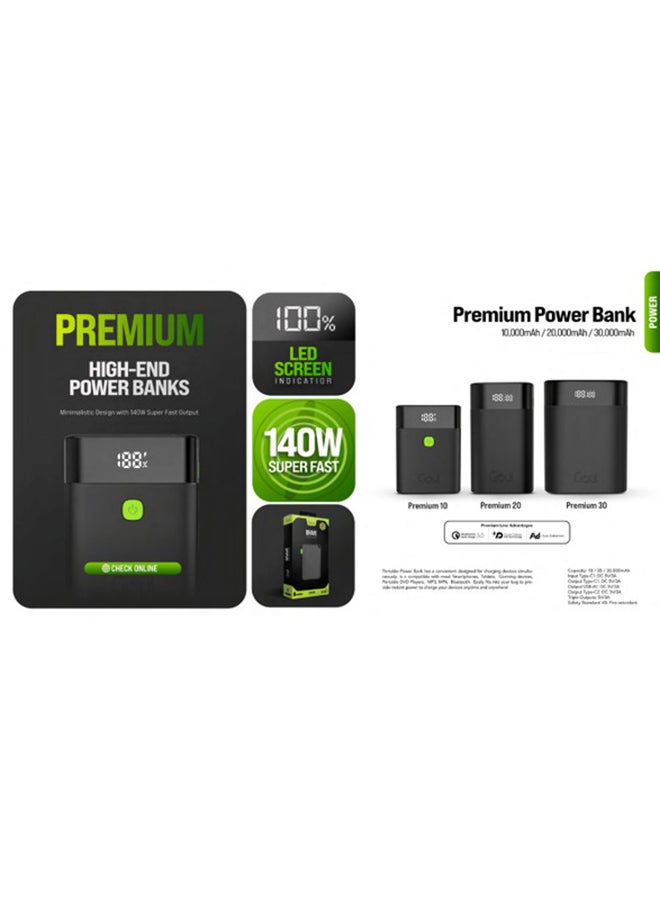 Goui - 10000 mAh Premium Ultra Fast Charging Power Bank – 22.5W Super Fast Portable Charger for Simultaneous Device Charging, Compact & Convenient for On-the-Go Power Anytime, Anywhere - Black - Image 1