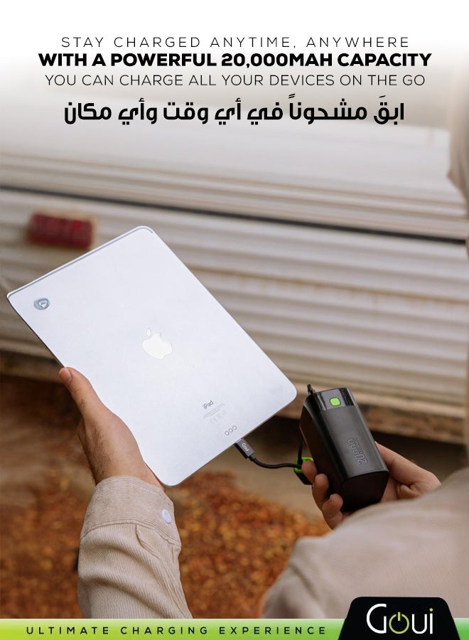 Goui 20000mAh Premium Power Bank – 65 W Ultra Fast Charging with USB‑C & USB‑A Multi‑Device Ports, Portable Charger for Simultaneous Device Charging, Fast Charging for iPhones, Samsung, Galaxy, iPad Pro, AirPods, Huawei, Tablets, GPS devices, MP3/MP4 players, and more, Portable & Compact Design Black - Image 4
