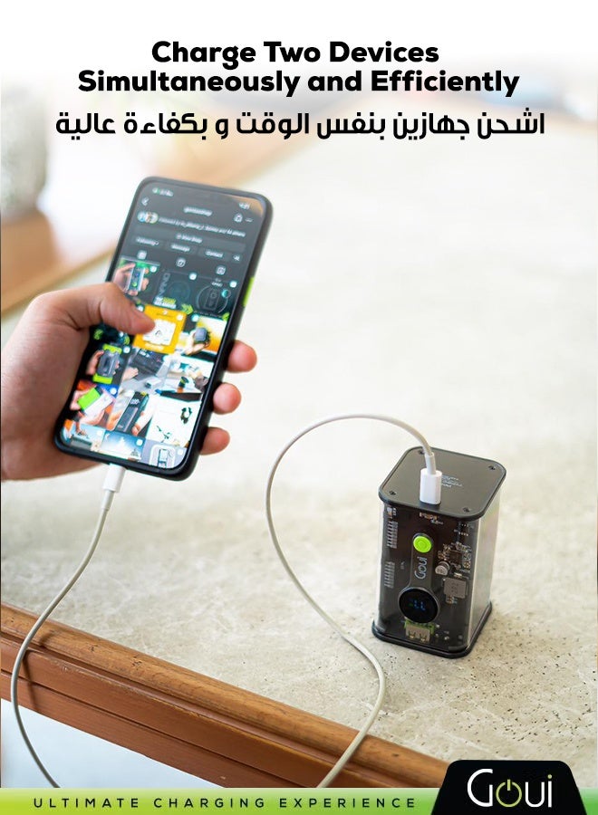 Goui 10000 mAh Nano 10 Pro Power Bank 22.5W – Qualcomm Quick Charge 3.0 & Power Delivery PD, Digital Screen, Portable Fast Charging for iPhones, Samsung, Galaxy, iPad Pro, AirPods, Huawei, Tablets, GPS devices, MP3/MP4 players, and more Black - Image 2