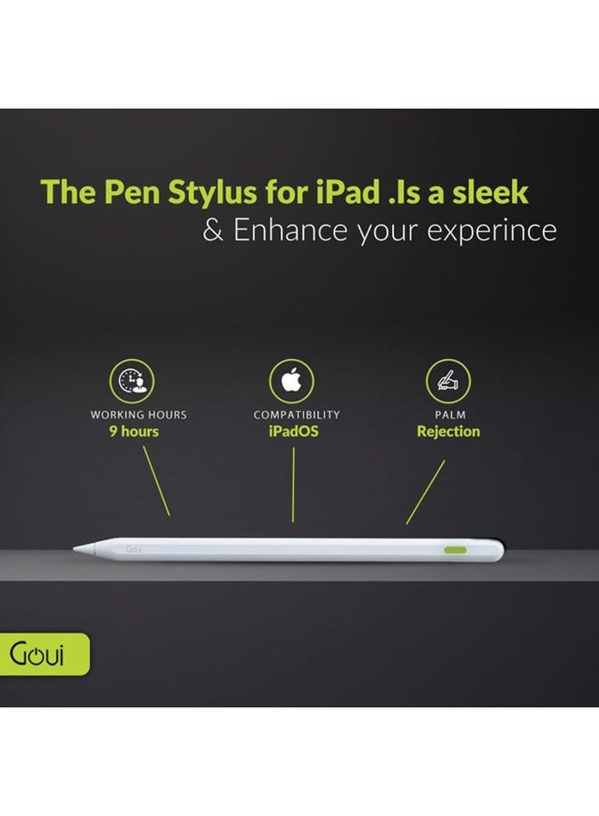 Goui - Pen Stylus for iPhone and iPad – Precision Touch with Palm Rejection, Wireless Charging, and Magnetic Attachment – Compatible with iPad 2018 and Later - White - Image 1