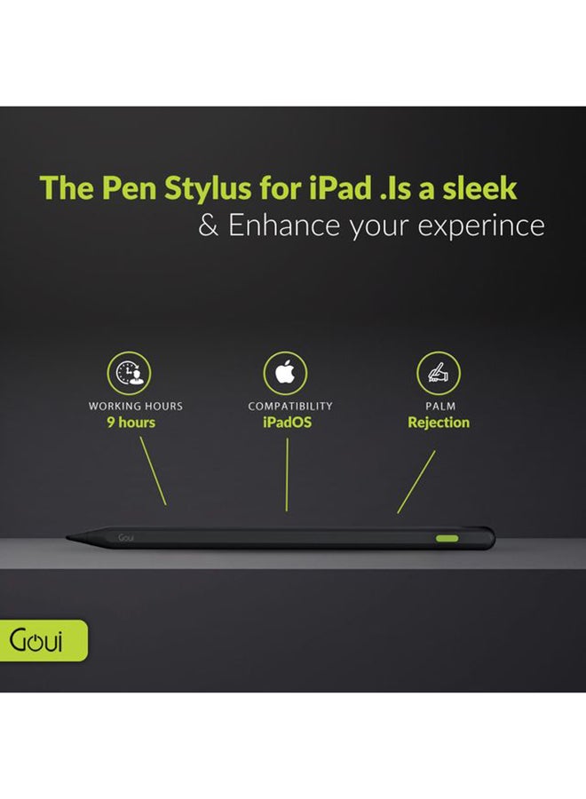 Goui - Pen Stylus for iPhone and iPad (Black) – Precision Touch with Palm Rejection, Wireless Charging, and Magnetic Attachment – Compatible with iPad 2018 and Later - Black - Image 1