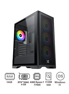 بولت PC-AMD Ryzen 7-7700X/16GB RAM/1TB SSD/ASUS Prime X570 Pro/ASUS Dual GeForce RTX™ 2060 EVO GDDR6 6GB/DeepCool GAMMAXX L240-A RGB AIO 240MM/PSU Cougar 650W GX-F Aurum 80 Plus Gold/Xigmatek LUX S Tempered Glass Mid-Tower ATX Case/Windows 11/ Glass- Glass-Black  - Image 1