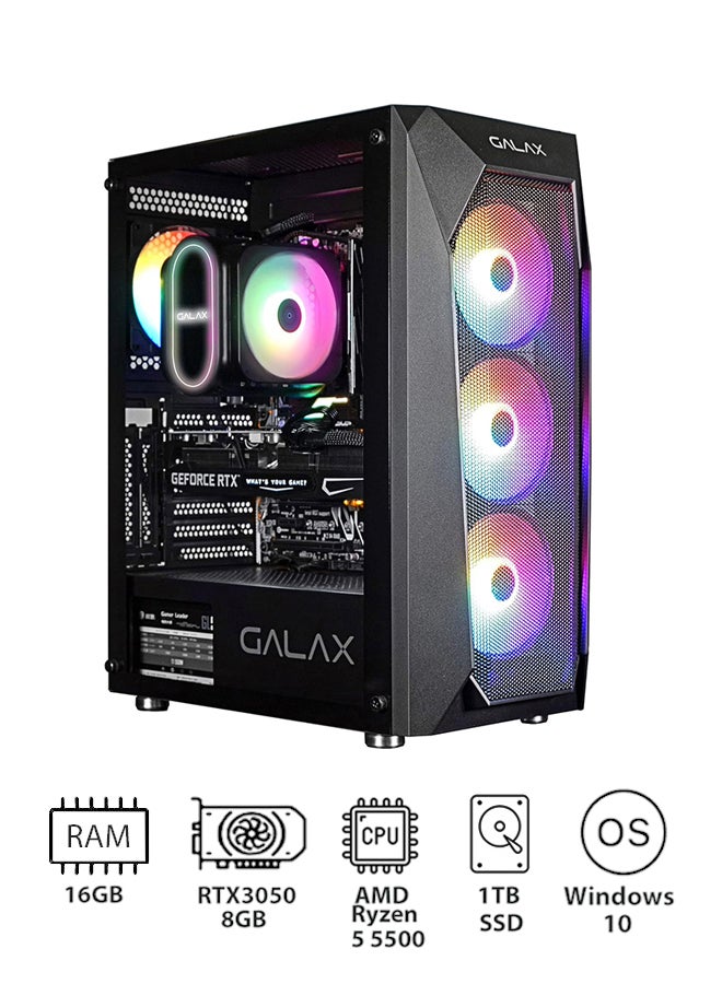 BOLT PC-AMD Ryzen 5-5500/16GB RAM/1TB SSD/ASUS Prime X570 Pro/ZOTAC GAMING GeForce RTX 3050 Twin Edge OC GDDR6 8GB//PSU Cougar 650W GX-F Aurum 80 Plus Gold/GALAX PC Case (REV-05) 4-Fan/Windows 10/ REV5- REV5-Black - Image 1