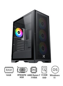 بولت PC-AMD Ryzen 7-7700X/16GB/512GBSSD/ASUS Prime X670 Pro/MSI Gaming GeForce RTX 3070 GDRR6/DP Tri-Frozr 2 TORX Fan 4.0 8GB/DeepCool GAMMAXX L240-A RGB AIO 240MM/PSU Cougar 650W GX-F Aurum 80 Plus Gold/Xigmatek LUX S Tempered Glass Mid-Tower ATX Case/Windows 11/ Glass- Glass-Black  - Image 1