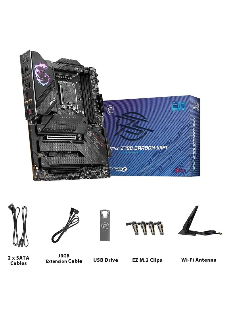 MSI - MPG Z790 Carbon WiFi Gaming Motherboard (Supports 12th/13th Gen Intel Processors, LGA 1700, DDR5, PCIe 5.0, M.2, 2.5Gbps LAN, USB 3.2 Gen2, Wi-Fi 6E, ATX) - Image 1