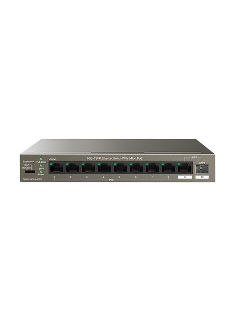 TEG1110PF-8-102W محول إيثرنت 9GE+1SFP مزود بـ 8 منافذ PoE