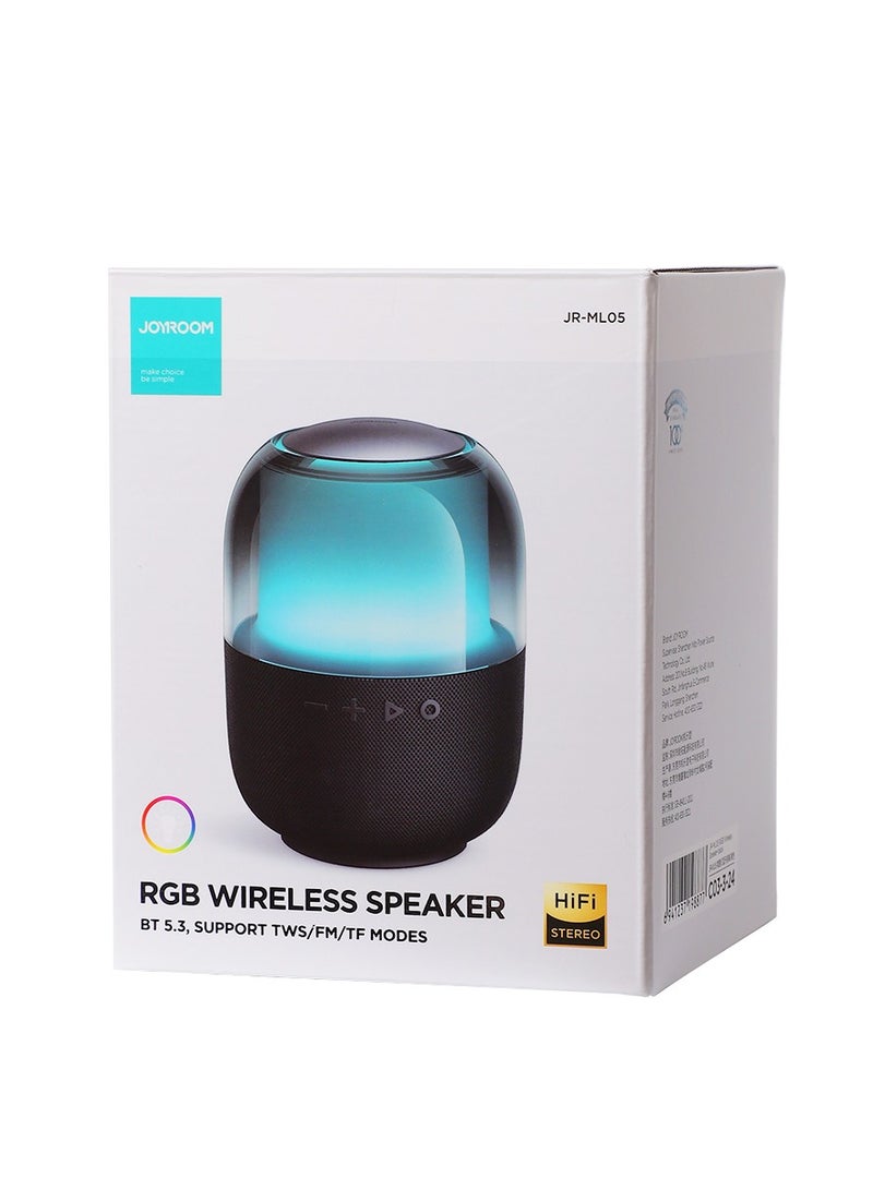 JOYROOM - RGB Bluetooth Wireless Speaker Transparent Shell With Microphone And Light Black - Image 1
