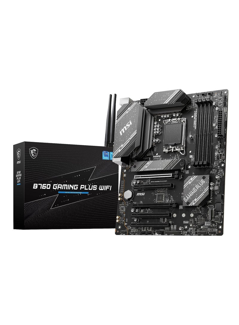 إم اس أي - اللوحة الأم للألعاب B760 Gaming Plus WiFi (تدعم معالجات Intel من الجيل 12/13، LGA 1700، DDR5، PCIe 4.0، M.2، 2.5 جيجابت في الثانية LAN، USB 3.2 Gen2، Wi-Fi 6E، ATX) - Image 1